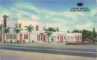 Palm Motel Grants Pass Oregon Highway 99 Unused Vintage Linen Curteich Postcard • $8