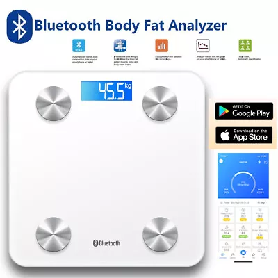 Bluetooth Digital Bathroom Body Fat Scale 180KG Wireless Scales Weight BMI-White • $36.99