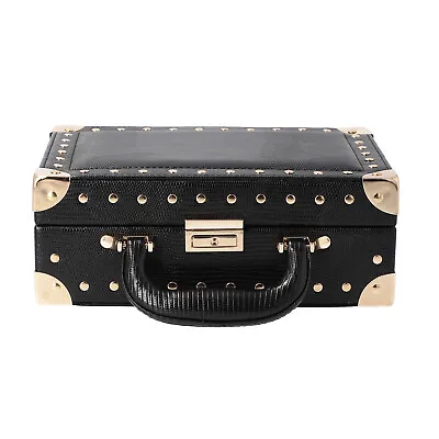 £29.43 • Buy Jewellery Box Briefcase Design Lizard Skin Pattern Two Layer Anti-Tarnish- Black