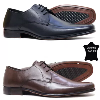 Mens Leather Smart Memory Foam Oxford Shoes Casual Lace Up Work Office Shoes • £19.95