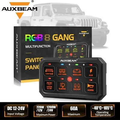 $159.99 • Buy AUXBEAM 5in XL RGB 8 Gang Switch Panel Multifunction For Ford Chevrolet Toyota