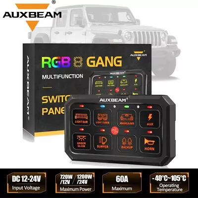 $159.99 • Buy AUXBEAM 5in XL RGB 8 Gang Switch Panel Multifunction For Ford Chevrolet Toyota