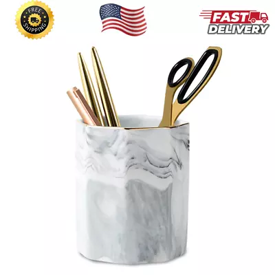 Pen Holder Pencil Holder Marble Desk Organizer Cute Durable Ceramic Pencil Cu • $14.95