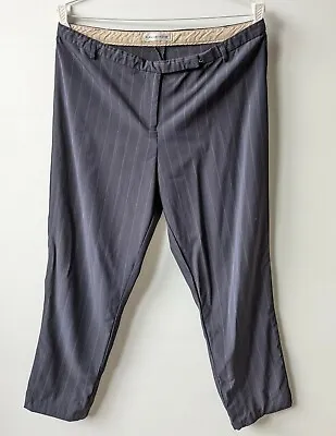 $38 • Buy Scanlan & Theodore Womens Lightweight Pants Black Striped Wool Blend - Size 12