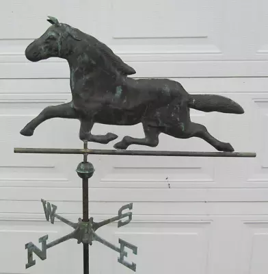 Vintage RARE Copper Horse Weathervane Running Galloping Directions Patina NWSE • $699.99