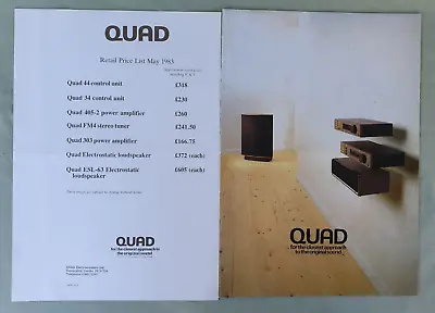 Vintage 1983 QUAD  ESL-63 44 34 FM4 303 405-2 Original Brochure & Price List • £15