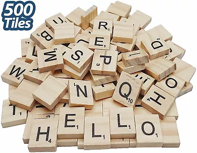 500 Pc Replacement SCRABBLE WOOD TILES Full Sets Letters Wooden Pick Game&Crafts • $14.99