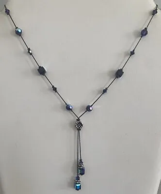 Beautiful Dabby Reid Purple Swarovski AB Crystal Flower Y Necklace • $15