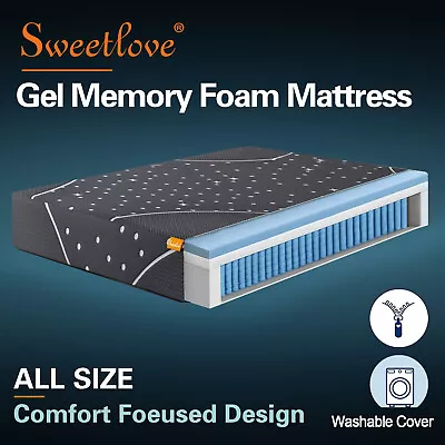 Sweetlove Pocket Spring Mattress Gel Memory Foam Bed Queen Double King Single • $132.05