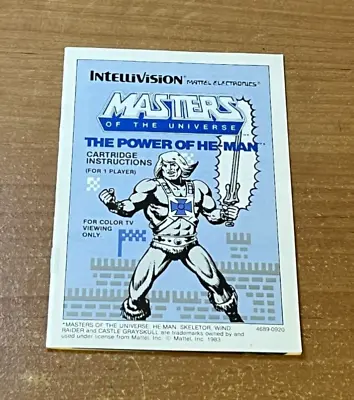 Intellivision BRAND NEW Manual : He-Man Masters Of The Universe • $12.99