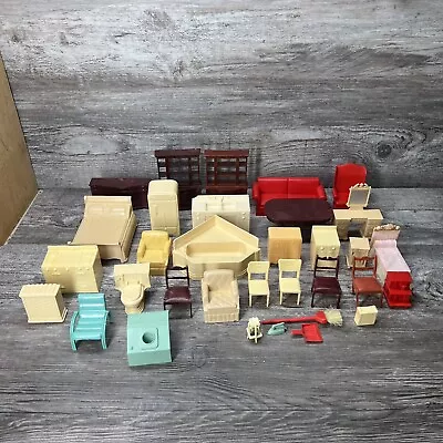 VTG MARX Plastic Doll Furniture LOT Dresser Chairs Toilet ETC Hong Kong • $67.98