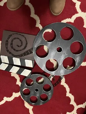 Metal Movie Reel Wall Art Theater Industrial Loft Home Decor 19 3/4  X18 3/4  3D • $12