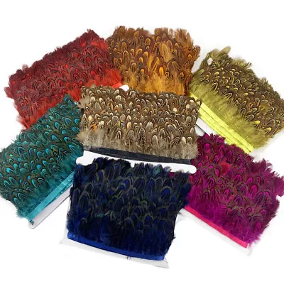 11 Color 10 Meter Fashion Natural Dyed Pheasant Feather Trim Fringe 2 Inch DIY • $19.99