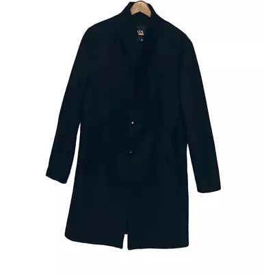 Zara Men's Medium M Black Warm Cozy Wool Blend Single Breasted Peacoat Pea Coat • $89.99