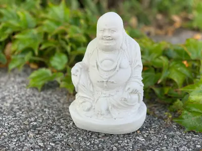 Happy Buddha Statue Handmade Concrete Buddha Sculpture Laughing Buddha Stone • £29.29