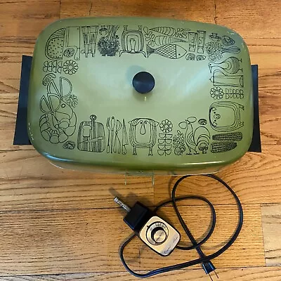 Vintage PRESTO Electric Skillet 15  Fry Pan W/Cord Farmhouse Cottage Avocado • $25