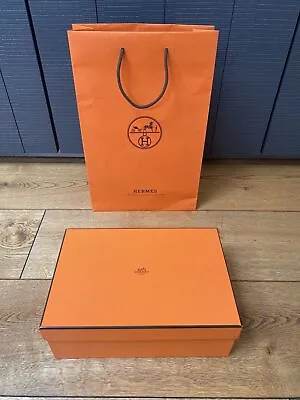 £29.99 • Buy Hermes Orange Empty Box And Matching Carrier Gift Shopping Bag Set