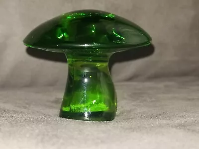 Vintage MCM Viking Green Glass Paperweight Mushroom 2 3/4  Cap 2 1/4  Nice • $127.50