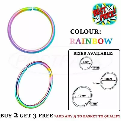 Nose Ring Surgical Stainless Steel Small Body Piercing Hoop Septum Lip Helix Ear • £2.49