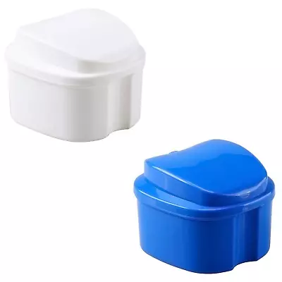 2 Pack Colors Denture Bath Case Cup Box Holder Storage Soak Container With Strai • $11.83