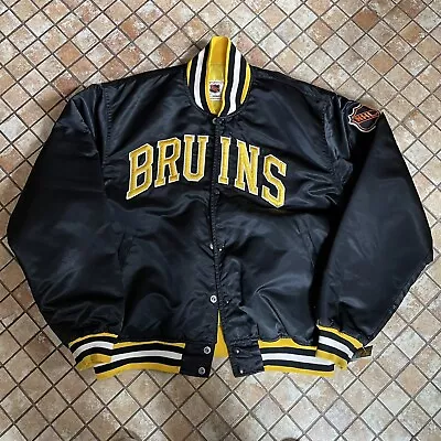 Authentic Vintage 80’s Starter Boston Bruins Satin Jacket XL VTG 90’s Logo NHL • $349.98