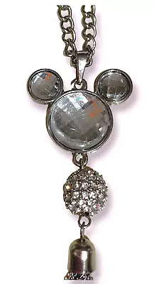 Mickey Mouse Pendant Necklace With Tassel Crystal Detail Silver Chain Cute! • $4.99
