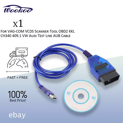 For VAG-COM VCDS Scanner Tool OBD2 KKL CH340 409.1 VW Audi Test Line AUB Cable • $10.99