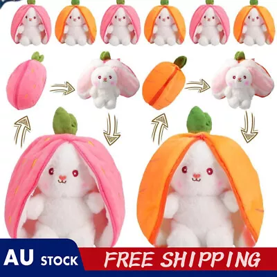 Strawberry Bunny Transformed Into Little Rabbit Hidden Plush Easter Stuffed Gift • $11.30