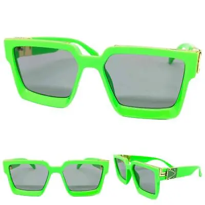 Classic Vintage Retro Hip Hop Style SUNGLASSES Big Thick Square Neon Green Frame • $13.94