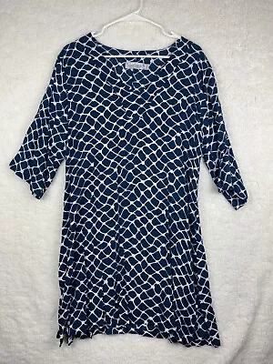 Tybee Island Blue Size Small Tunic Blouse Swim Coverup Hand Made Rayon • $19.90