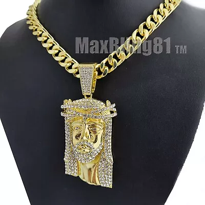 Hip Hop Jewelry Holy Large Jesus & 10mm 18  20  24  30  Cuban Chain Necklace  • $16.50