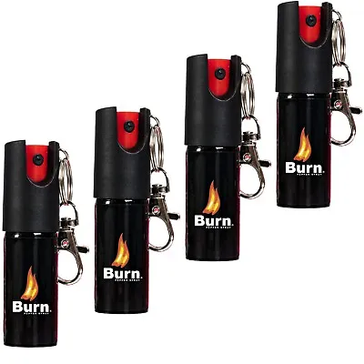4 PACK BURN Pepper Spray Keychain For Self Defense  1/2oz Keyring Clip • $12.85
