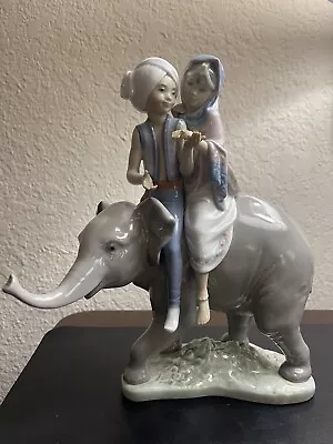 $279.99 • Buy 1990 Lladro Spain Figurine #5352 “Hindu Children” Riding Elephant 9” Tall
