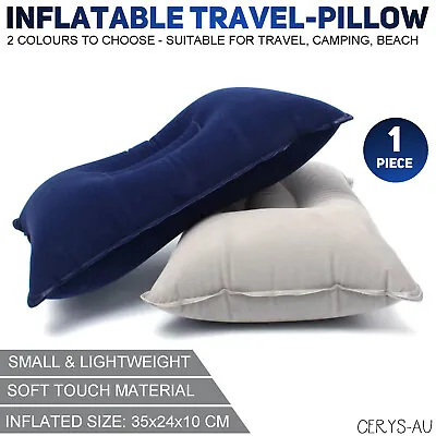 $7.99 • Buy Inflatable Blow Up Air Rectangle Pillow Head Neck Cushion Travel Camping Beach 