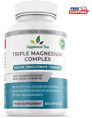 Magnesium Complex - 120 Capsules - As Glycinate Malate Taurate Vitamin B6 • £12.90