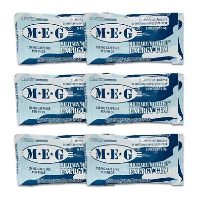 MEG - Military Energy Gum | 100mg Caffeine Pc | Arctic Mint 6 Pack (30 Count) • $7.65