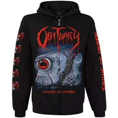 Obituary  Cause Of Death   Hoodie Zip Up Sweatshirt Black Death Morbid Angel • $56.99