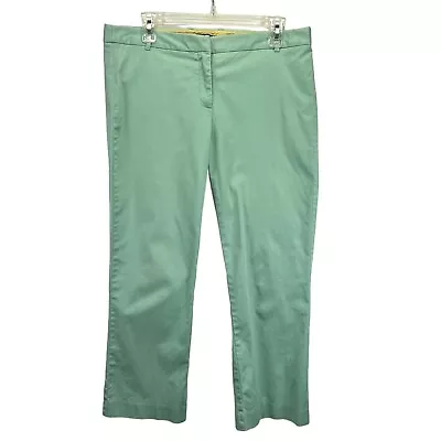 J Crew City Fit Cafe Capri Pants Sz 8 Mint Green Straight Leg Narrow Stretch • $11.83