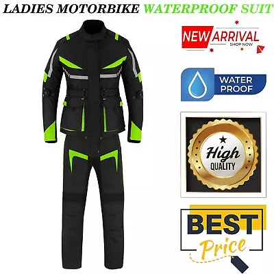 Motorbike Ladies Suit Motorcycle CE Women Cordura Waterproof Trouser Jacket UK • $98.24