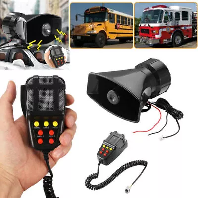 100W 12V 7 Tone Sound Car Police Siren Horn Megaphone With Mic PA Speaker System • £9.95