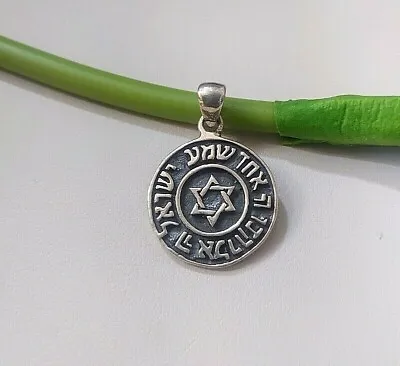  Silver 925 Star Of David & Shma Israel Jewish Prayer Kabbalah Pendant Israel  • $38.99