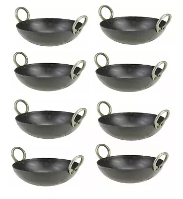 Karahi Kadai Kadahi Pan Wok Balti Dish Black Iron Round Base Deep Frying Pan UK • £10.99