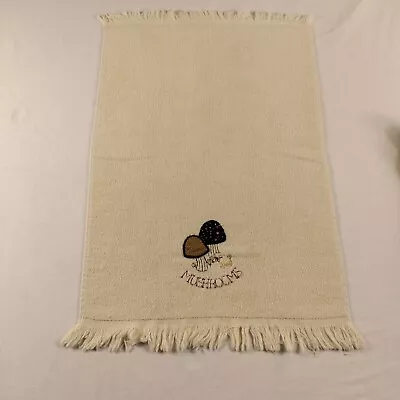 Vintage 1970s Groovy Mushroom Tea Towel Fringe (Hand Towel) Cream • $4.99