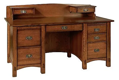 Amish Mission Craftsman Computer Writing Desk Topper Springhill Solid Wood 64  • $3839