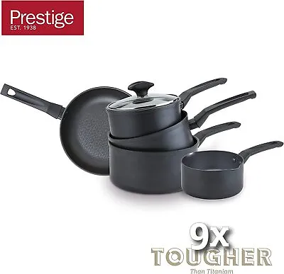 £59.97 • Buy Prestige 9 X Tougher 4 Piece Aluminium Non Stick Cookware Set Black