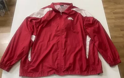 Vintage Arkansas Razorbacks Hogs Hooded Windbreaker Jacket Mens Size XXL • $18.99