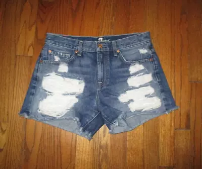 7 FOR ALL MANKIND Distressed Mid-Rise Jean Shorts Sz 27 • $32.99