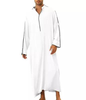 Eid Shirt Dress Tunic Islamic Men Jubba Kaftan Dishdash Ramadan Arab Robe Thobe • £13.99