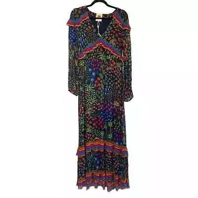 Farm Rio Fruit Garden Long Sleeve Botanical Tropical Boho Long Maxi Dress Xs New • $239