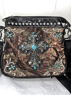 Montana West Camouflage Camo Crossbody Cross Turquoise Purse Handbag Bag • $18.80